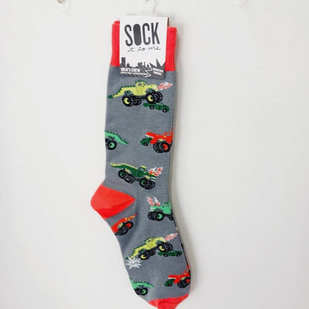 Sock It To Me Crew Men Women Monster Truck Flame Huge Tire Crush Car NWT NEW